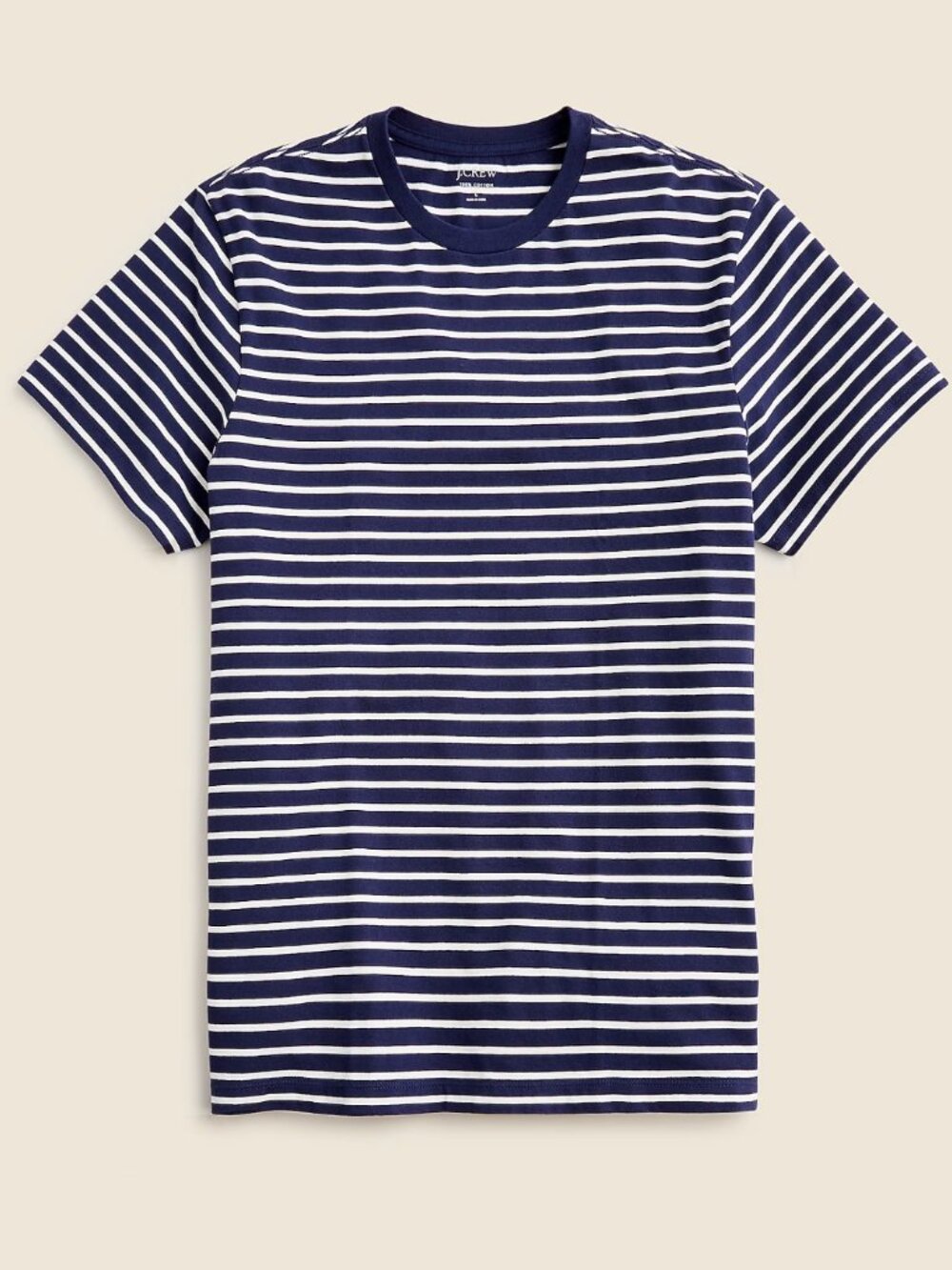J. Crew Cotton T-shirt in stripe • size large • BH830 • navy and white stripe